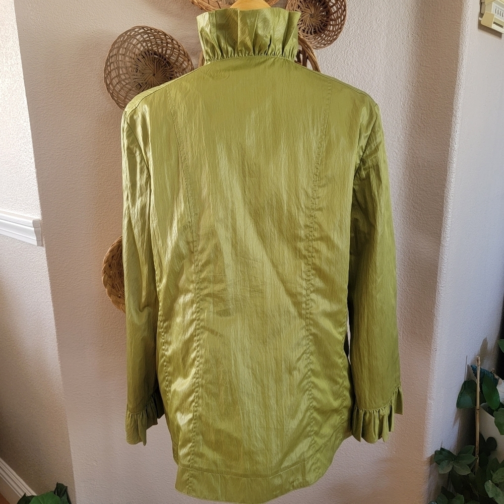 Flair Ruffle Neck Lightweight Jacket Business Casual Sz L - Picture 5 of 6